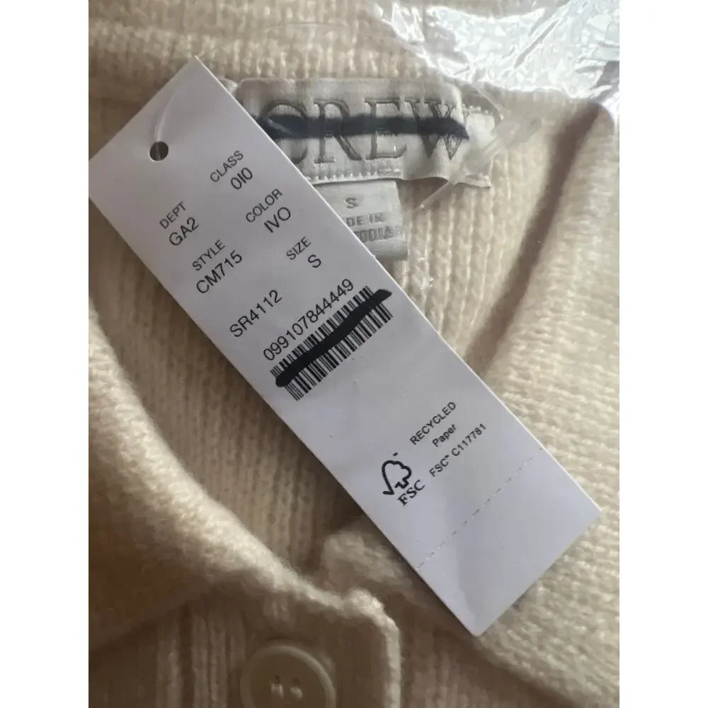 J. Crew Milano Stitch Cinched Waist Cardigan Ivory NWT size Small - Picture 7 of 8